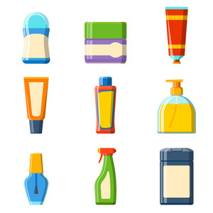 浴淋浴平面樣式圖與現代化衛浴設計 容器、塑料瓶與衛生材料的融合